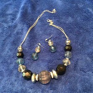 Shades of Blue Necklace with Matching Earrings
